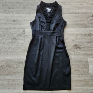 London Times Black Dress Womens 10 Ruffle V-neck Sleeveless Business Wedding